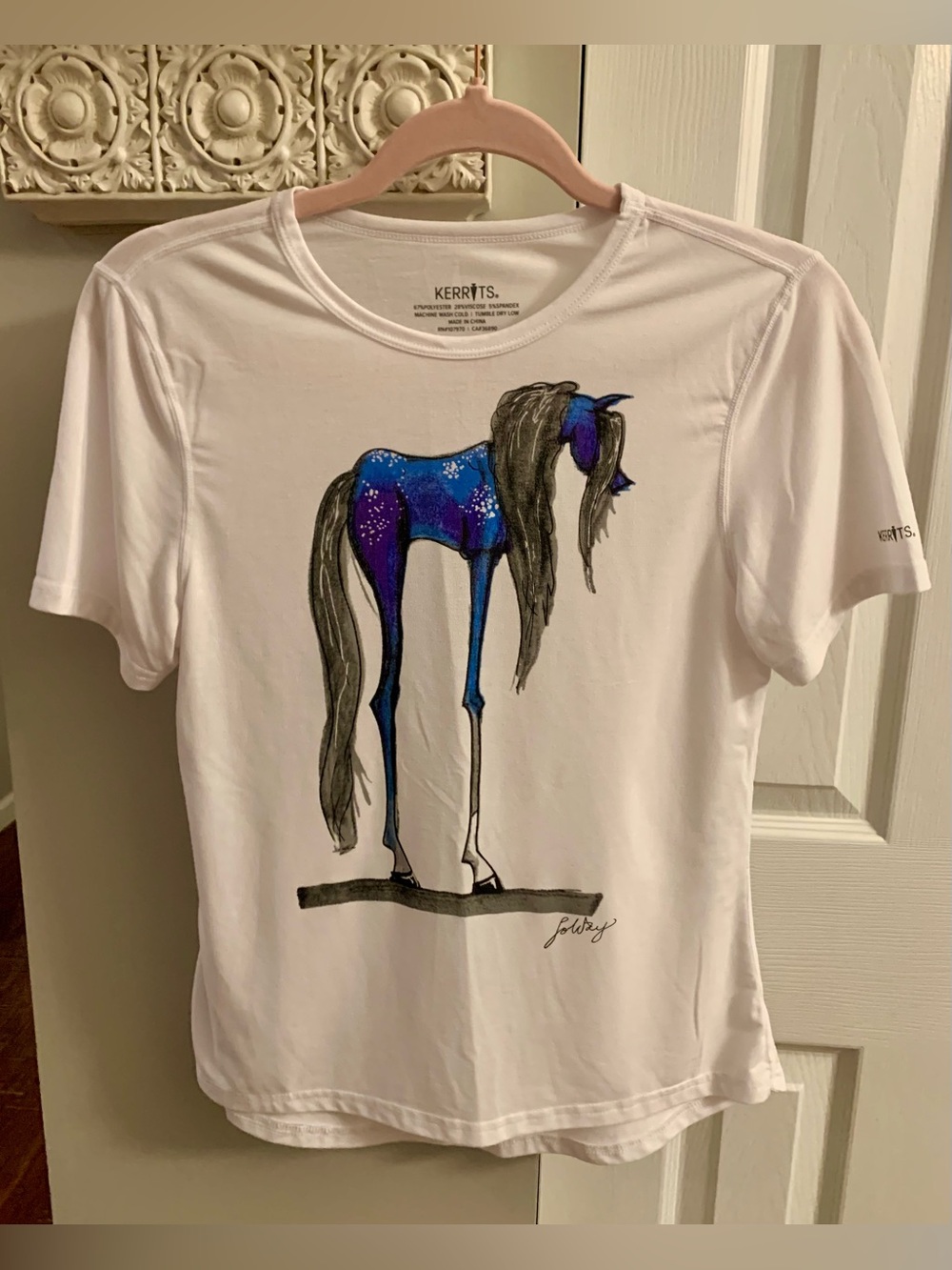Kerrits White Horse Tee with Black Logo Detail - XS